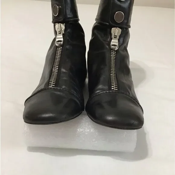 Zara Woman Black Studio Flat Ankle Zip Boots Size 39 - Picture 8 of 10